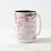 Fijne Moederdag Roze Tweekleurige Koffiemok (Voorkant rechts)