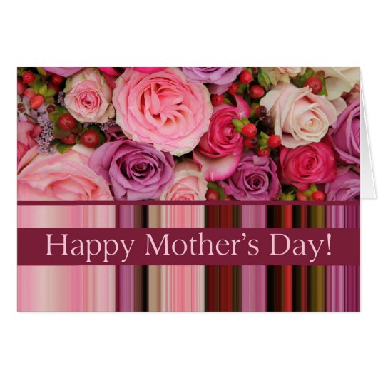 Fijne moederdag Rozen & strepen Moederdag (Voorkant Horizontaal)