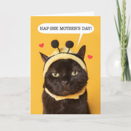 Fijne Moederdag Schattige Kat in Hommels Hoed Hum Feestdagen Kaart