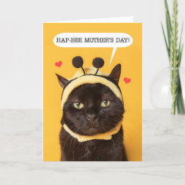 Fijne Moederdag Schattige Kat in Hommels Hoed Hum Feestdagen Kaart