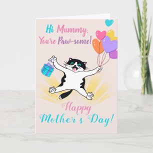 Fijne Moederdag Schattige Kitten Kleurrijke Ballon Kaart