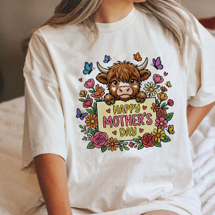 Fijne Moederdag Schattige Schotse Hooglanders Bloe Tri-Blend Shirt