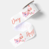 Fijne Moederdag Script Pretty Butterfly Satijnen Lint (Achterkant)
