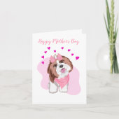 Fijne Moederdag Shih-Tzu Met Hartjes Kaart (Voorkant)