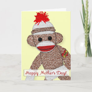 "Fijne Moederdag!" Sock Monkey Tattoo kaart