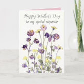 Fijne Moederdag Stiefmoeder Bloemen Kaart (Voorkant)