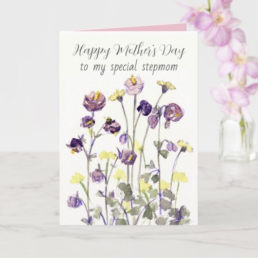 Fijne Moederdag Stiefmoeder Bloemen Kaart (Orchidee)