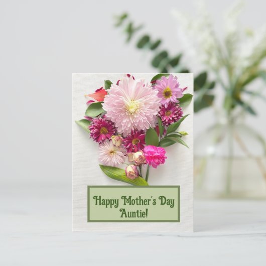 Fijne Moederdag tante! Briefkaart (Staand voorkant)