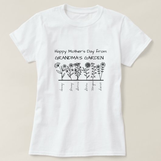 Fijne Moederdag uit OMA'S GARDEN T-shirt (Design voorkant)