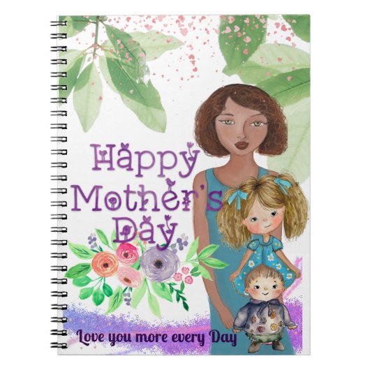 Fijne MOEDERDAG van de kinder Notitieboek (Voorkant)