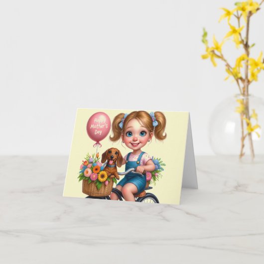 Fijne Moederdag Van Meisje Kaart (Gele Bloem)