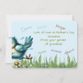 Fijne Moederdag van OMA'S GARDEN Funny Bir Feestdagenkaart (Achterkant)