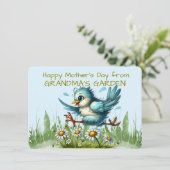 Fijne Moederdag van OMA'S GARDEN Funny Bir Feestdagenkaart (Staand voorkant)