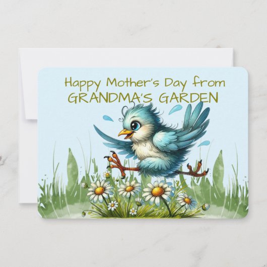 Fijne Moederdag van OMA'S GARDEN Funny Bir Feestdagenkaart (Voorkant)