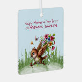 Fijne Moederdag van OMA'S GARDEN Funny Bir Metalen Ornament (Voorkant Rechts)