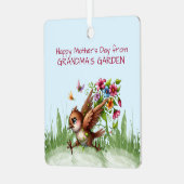 Fijne Moederdag van OMA'S GARDEN Funny Bir Metalen Ornament (Voorkant links)