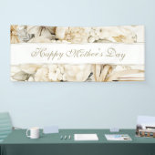 Fijne Moederdag Vanille crème Bloem schrift Spandoek (Beurs)