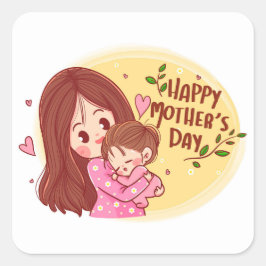 Fijne Moederdag vierkante sticker