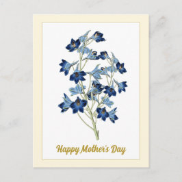 Fijne Moederdag Vintage Blauwe Klokjes Bloemen Briefkaart