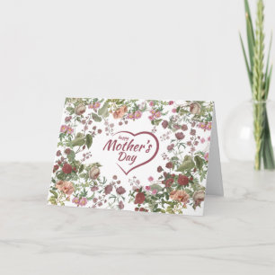 Fijne Moederdag Vintage Bloemen Kaart