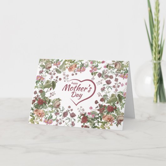 Fijne Moederdag Vintage Bloemen Kaart (Voorkant)