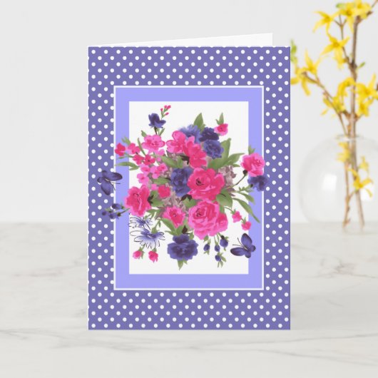 Fijne Moederdag. Vlinders & Bloemen Kaart (Gele Bloem)