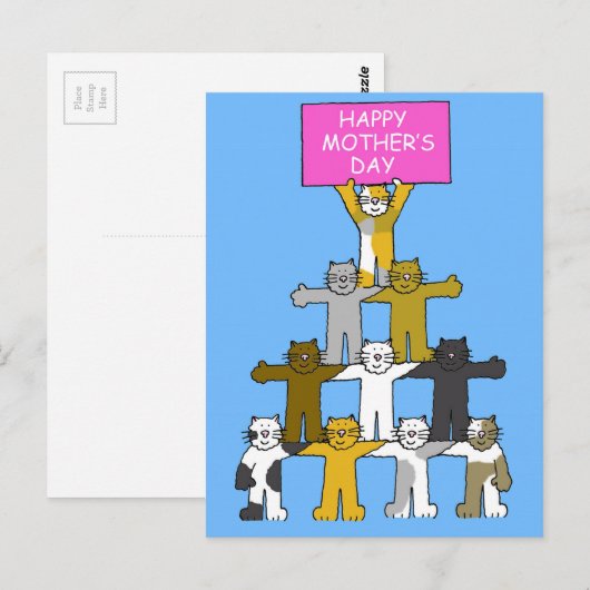 Fijne Moederdag voor Cat Lover. Briefkaart (Voorkant / Achterkant)