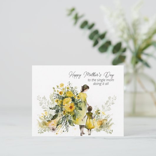 Fijne Moederdag voor de alleenstaande moeder Feestdagenkaart (Staand voorkant)