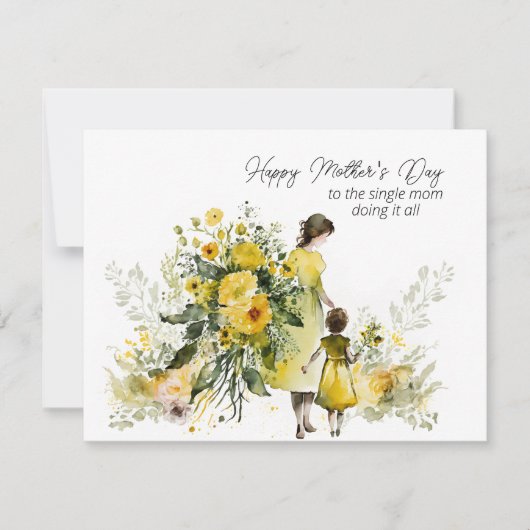 Fijne Moederdag voor de alleenstaande moeder Feestdagenkaart (Voorkant)