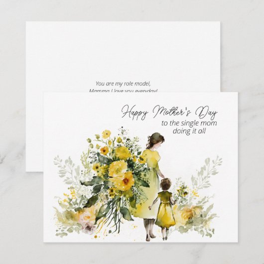 Fijne Moederdag voor de alleenstaande moeder Feestdagenkaart (Voorkant / Achterkant)