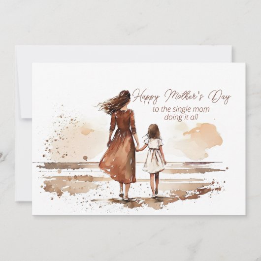 Fijne Moederdag voor de alleenstaande moeder Feestdagenkaart (Voorkant)