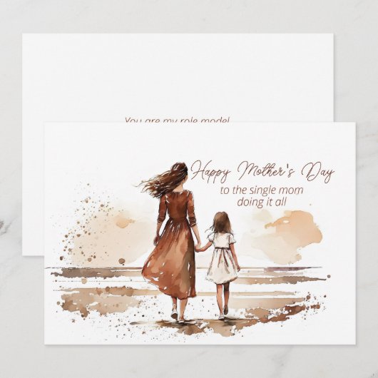 Fijne Moederdag voor de alleenstaande moeder Feestdagenkaart (Voorkant / Achterkant)
