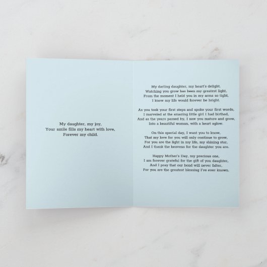 Fijne Moederdag voor mijn dochter  Kaart (Binnen)