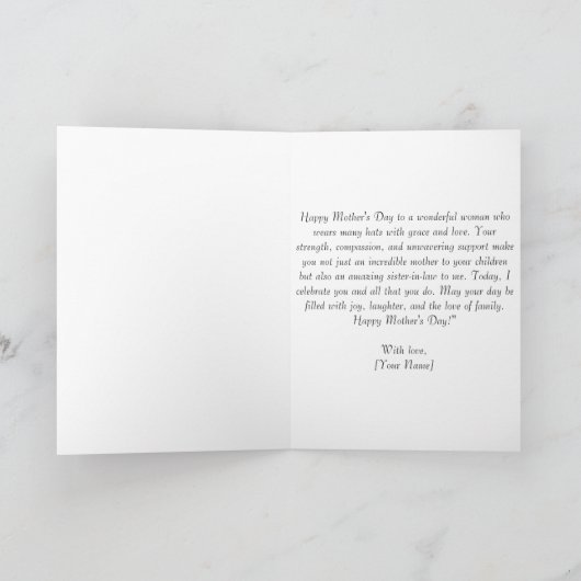 Fijne Moederdag voor schoonzus Kaart (Binnen)