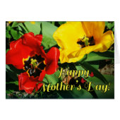 Fijne Moederdag vrolijke rode en gele tulpen (Voorkant Horizontaal)