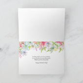 Fijne Moederdag Waterverf Pastel Lillies Feestdagen Kaart (Binnen)