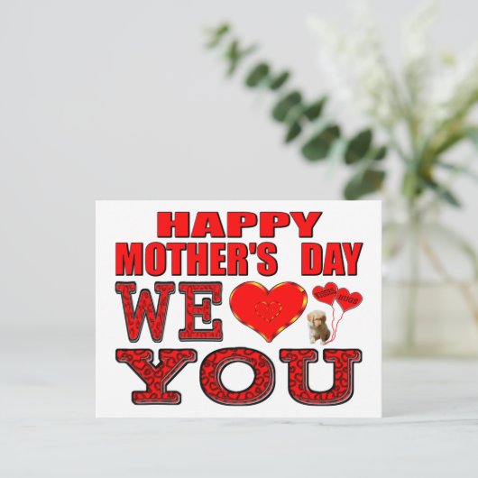 Fijne Moederdag We houden van je Briefkaart (Staand voorkant)