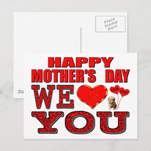 Fijne Moederdag We houden van je Briefkaart (Voorkant / Achterkant)