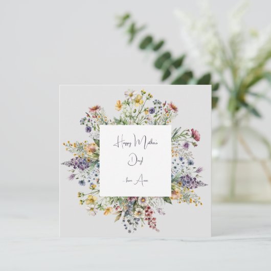 Fijne Moederdag weiland bloemkaart (Staand voorkant)