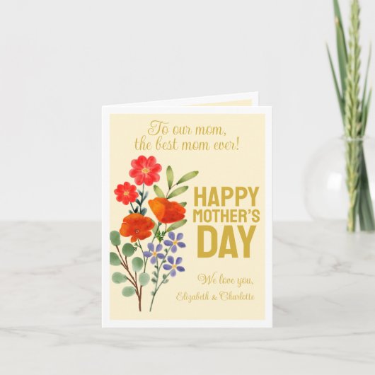 Fijne moederdag Wildbloemen voor onze moeder Bedankkaart (Voorkant)