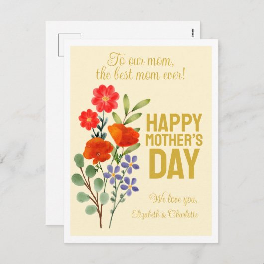 Fijne moederdag Wildbloemen voor onze moeder Feestdagenkaart (Voorkant / Achterkant)