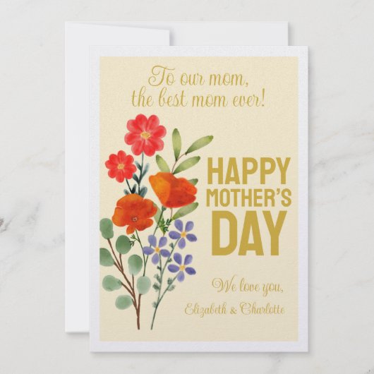 Fijne Moederdag Wilde Bloemen Voor Onze Moeder Feestdagenkaart (Voorkant)