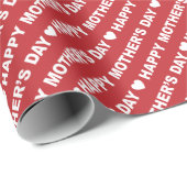 Fijne Moederdag Wit op Donkerrood Cadeaupapier (Rol Hoek)