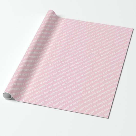 Fijne Moederdag Wit op Lichtroze Cadeaupapier (Uitgerold)