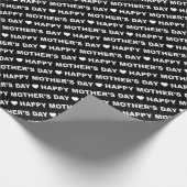 Fijne Moederdag Wit op Zwart Inpakpapier (Hoek)