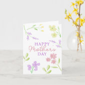 Fijne Moederdag Zachte Bloemige Waterverf Pastel Kaart (Gele Bloem)