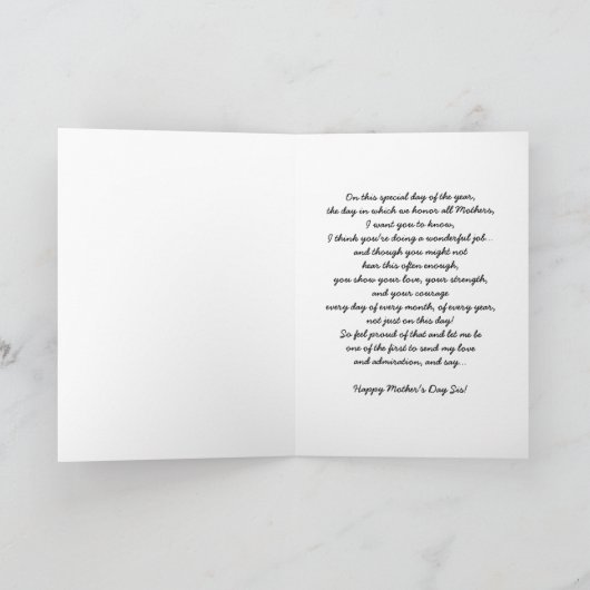 Fijne Moederdag-ZISTER! Kaart (Binnen)