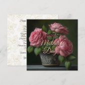 Fijne moeders dag florale bouquet hartbriefkaart notitiekaartje (Voorkant / Achterkant)