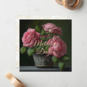 Fijne moeders dag florale bouquet hartbriefkaart notitiekaartje (Voorkant / Achterkant in situ)