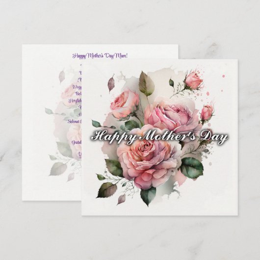 Fijne moeders dag florale bouquet modern feestdagenkaart (Voorkant / Achterkant)